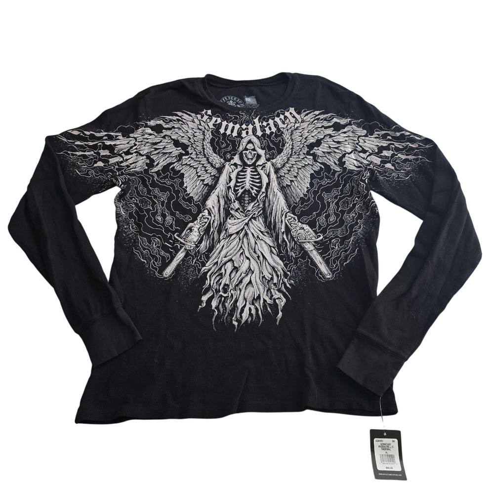 Affliction x Haunted Mound Sematary Massacre Thermal Long Sleeve Shirt Black XL